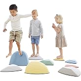 GONGE River Stones &amp; Hilltops Combo Set - The Original Non-Slip Stepping Stones for Kids - Balance, Coordination, Motor Skills - Nordic Colors - Set of 9