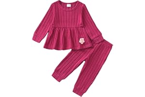 Mioglrie Toddler Baby Girl Clothes Fall Winter Outfits Infant Girl Sweatshirt Top 6 9 12 18 24 Months 2T 3T Pants Set