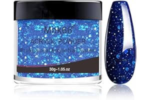 Mnk66 Acrylic Powder Professional Blue Glitter Acrylic Nail Powder for Nail Extension, French Nail Art 3D Flowers, Nail Carving, Beginner, Christmas Gift (YSJF013-30g)