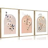 3Pcs Vintage Watercolor Flower Wall Art Wildflower Floral Botanical Painting Picture Wall Decor Boho Minimalist Farmhouse Poster Print Artwork for Living Room Bedroom Study Home Decoration Unframed