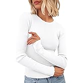 PRETTYGARDEN Womens Long Sleeve Shirts Ribbed Knit Fitted Cute Tops for Women Trendy Basic Pullover Shirt Fall Clothes