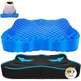 NEW-Vi Gel Seat Cushion, Thickened Big Breathable Honeycomb Design Absorbs Pressure Points Gel Cushion with Anti-Slip Cover Seat Cushion for Office Chair Home Car Seat Cushion