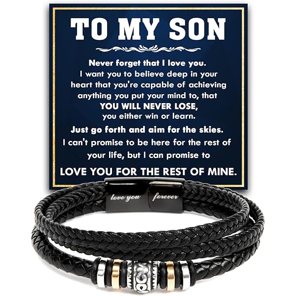 ORISPRE Inspirational Bracelet For Son/Grandson/Nephew - Stainless Steel & Leather, 8.5 Inch, Graduation Gift - View #3
