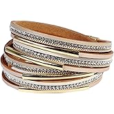 Artilady Leather Wrap Bracelets for Women - Pearl Bracelets Handmade Clasp Bangle Bracelet with Beads Jewelry Gift for Women and Mother