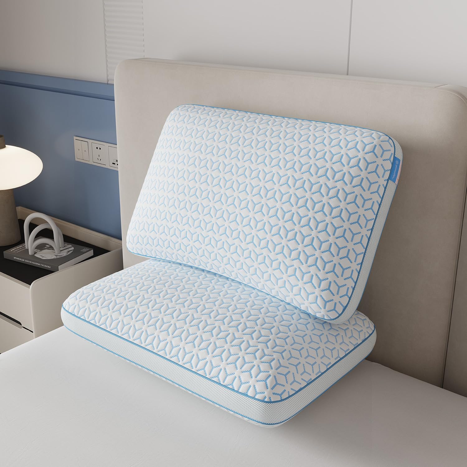 Photo 1 of Sweetnight Cooling King Pillows, Memory Foam Pillows 2 Pack for Hot Sleepers, Cold Bed Pillows, Washable with Removable Ice Silky Cover 19"X35"
