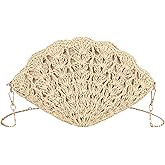 Minache Women Small Shell Straw Woven Crossbody Shoulder Bag Coin Purse Wallet