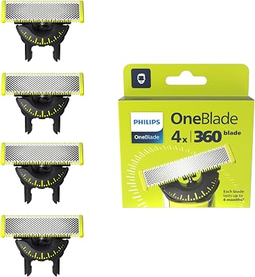 OneBlade Original 360-Klingen, passend für alle OneBlade und Pro Modelle, original von Philips, 4er-Pack (Modell QP440/60)