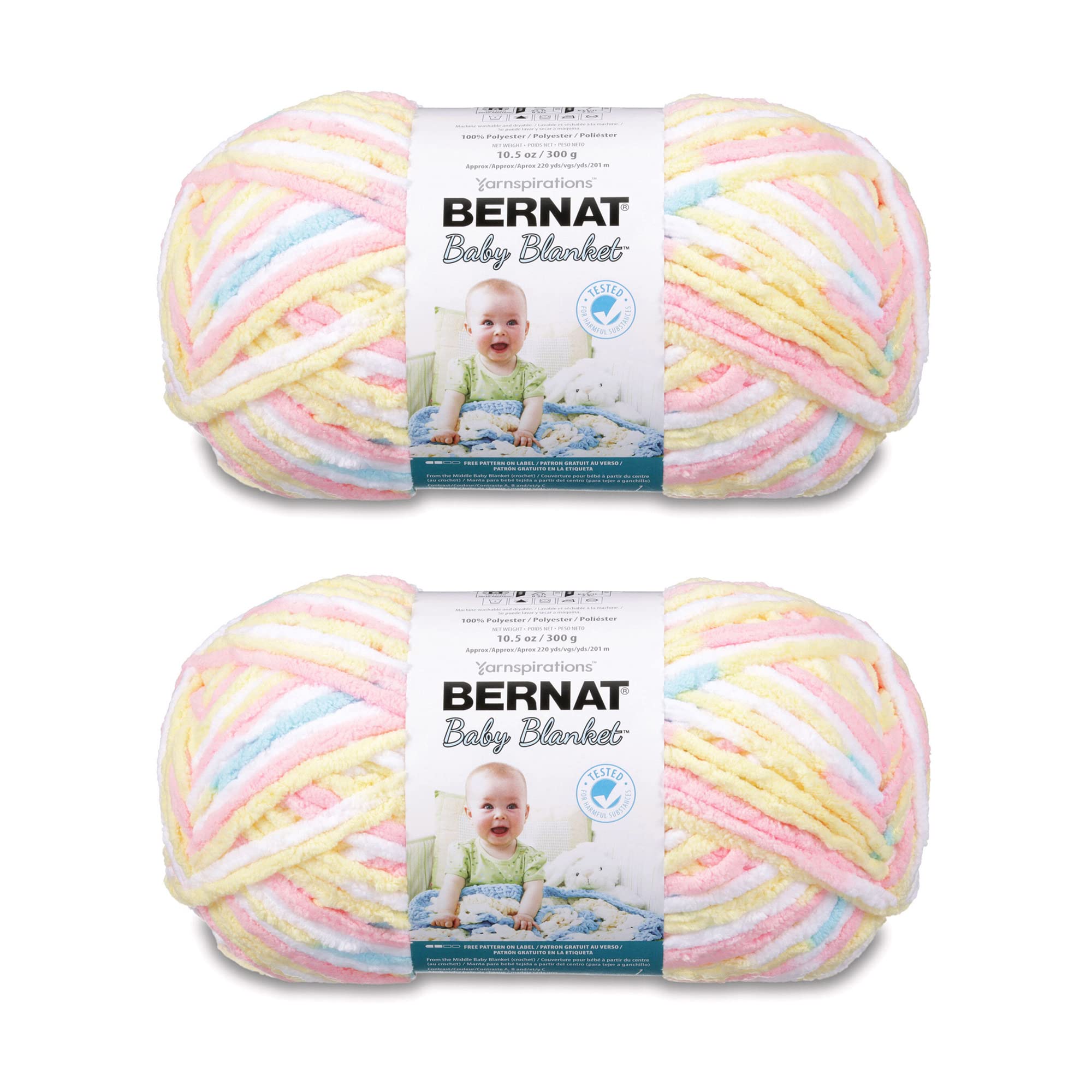 Photo 1 of Bernat Baby Blanket Pitter Patter Yarn - 2 Pack of 300g/10.5oz - Polyester - 6 Super Bulky - 220 Yards - Knitting/Crochet