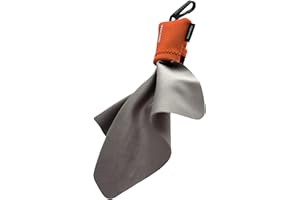 SPUDZ Ultra Microfiber Lens Cleaner – Closable Pouch, Clip-On, Washable – for Optics, Scopes, Glasses | Blaze Orange, 6 x 6 Inch