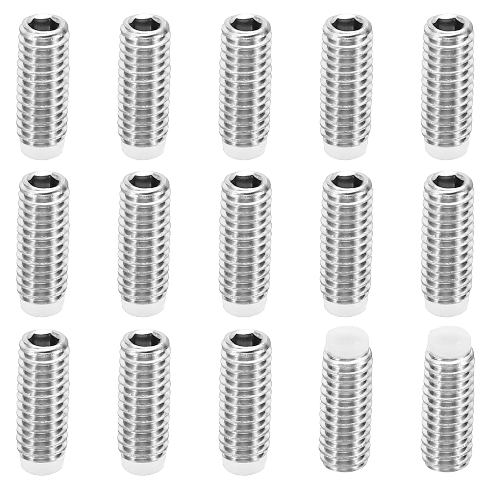 PATIKIL M4x10mm Nylon Tip Grub Screw, 15 Pack Metric Hex Socket Head Cup Point Anti Slip Set Screws Internal Hex Drive Hardware, 304 Stainless Steel