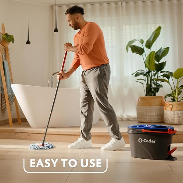 O-CEDAR EASYWRING RINSECLEAN MICROFIBER SPIN MOP & BUCKET FLOOR CLEANING SYSTEM WITH 3 EXTRA REFILLS, PLASTIC, GREY