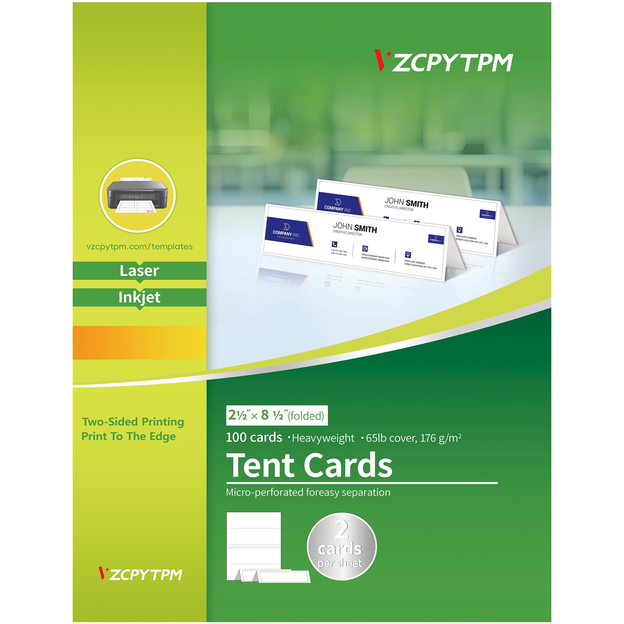 Photo 1 of 100 Tent Cards,Printable Place Card for Table Setting,2.5x8.5 Inch,Name Cards for Laser or Inkjet Printers,Wedding,Dinner Party,Buffet,50 Sheets