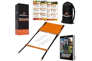 Athletivi Agility Training Equipment Set for Proffesional Training, Adults, Youth & Kids. Soccer & Footbal Training Set with Fixed-Rung Ladder - Enhance Speed, Power & Strength.