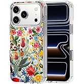 MOSNOVO for iPhone 17 Pro Case | Military Grade 6.6ft Drop Tested | Camera Control | Clear with in The Garden Design