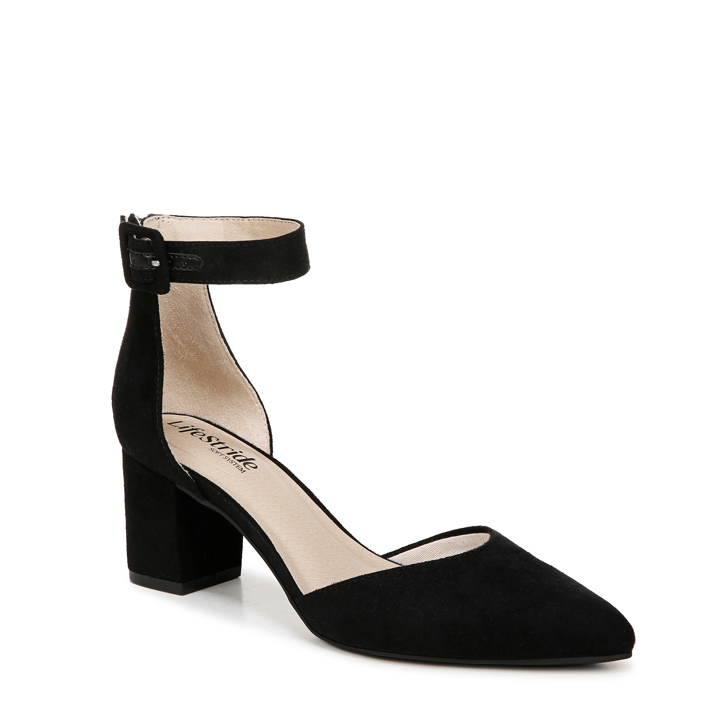 LifeStride Womens Admire Block Heel Ankle Strap Pump Black 9 M