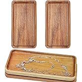 Bathroom Vanity Tray, Acacia Wood Counter Tray, Toilet Tank Tray, Appetizer Charcuterie Snack Serving Board, Jewelry Tray Platter,8 inch 2PACK (Rectangular)
