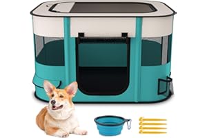 BNISE Portable Puppy Play Pen for Indoors, Pop Up Dog Playpen, Foldable Pet Playplen for Dogs, Cats, Rabbits and Small Animal