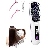 Go Brush Pro for Short Hair, Cordless Hair Straightener Brush (White) | 212g Travel Mini Styling Brush with LCD Display, 3 Adjustable 160-200&deg;C Temp, 35 Mins Battery, Type-C Ionic Care
