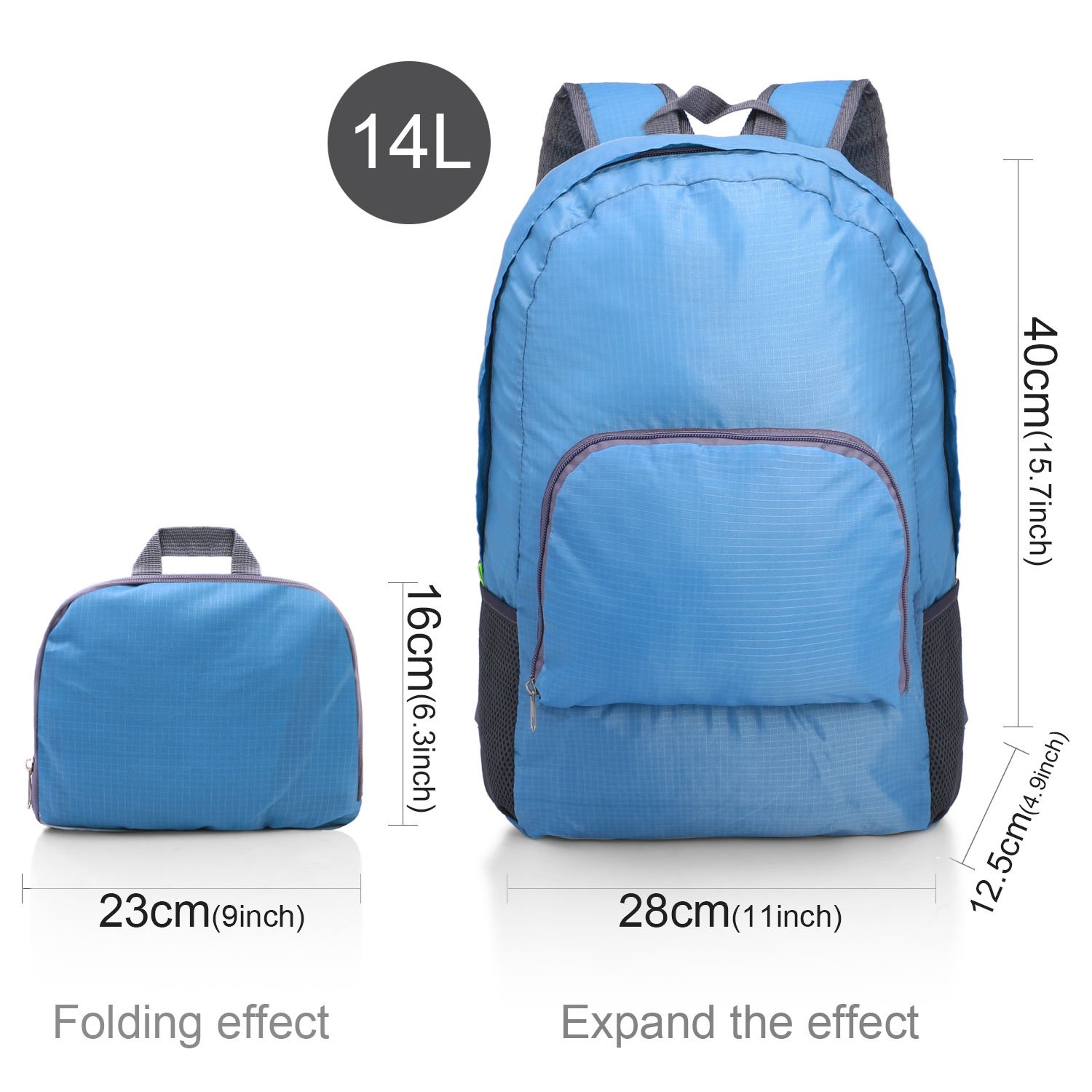Kitdine Mochila Ultraligera Plegable Duradera Perfecta para Viajes Montañismo Mochila Compacta Carga de 20L (Azul)