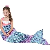 Catalonia Kids Mermaid Tail Blanket, Super Soft Plush Flannel Sleeping Snuggly Blanket for Girls, Galaxy, Fish Scale Pattern, Kids Gift Idea