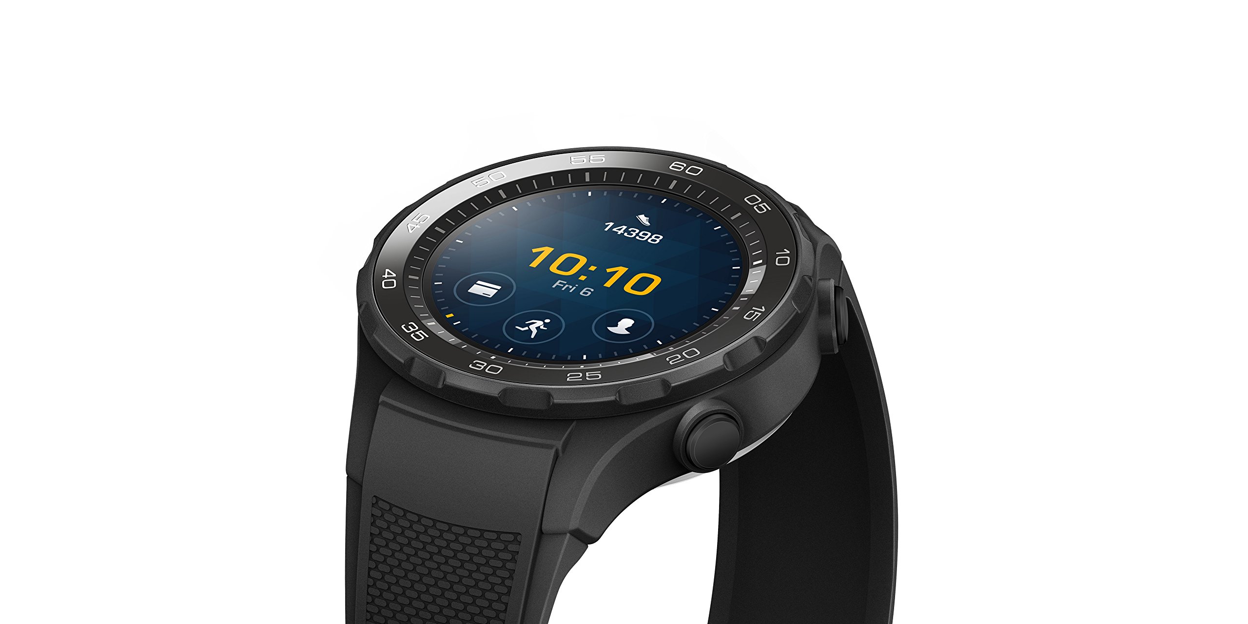 HUAWEI WATCH 2 (Bluetooth) Smartwatch mit schwarzem Sportarmband (NFC, Bluetooth, WLAN, Android Wear™ 2.0) schwarz