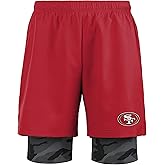 FOCO NFL Mens NFL Team Logo 2 in 1 Athletic Gym Workout Performance Shorts with Lining