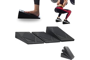 H&HFIT Good Grip Non-Slip Surface, Adjustable 5 Angles, Lightweight - Squat Wedge Block Set of 3 PCS for Heel Elevated Squat Wedge and Calf Stretcher for Physical Therapy Plantar Fasciitis, Foot Stretching
