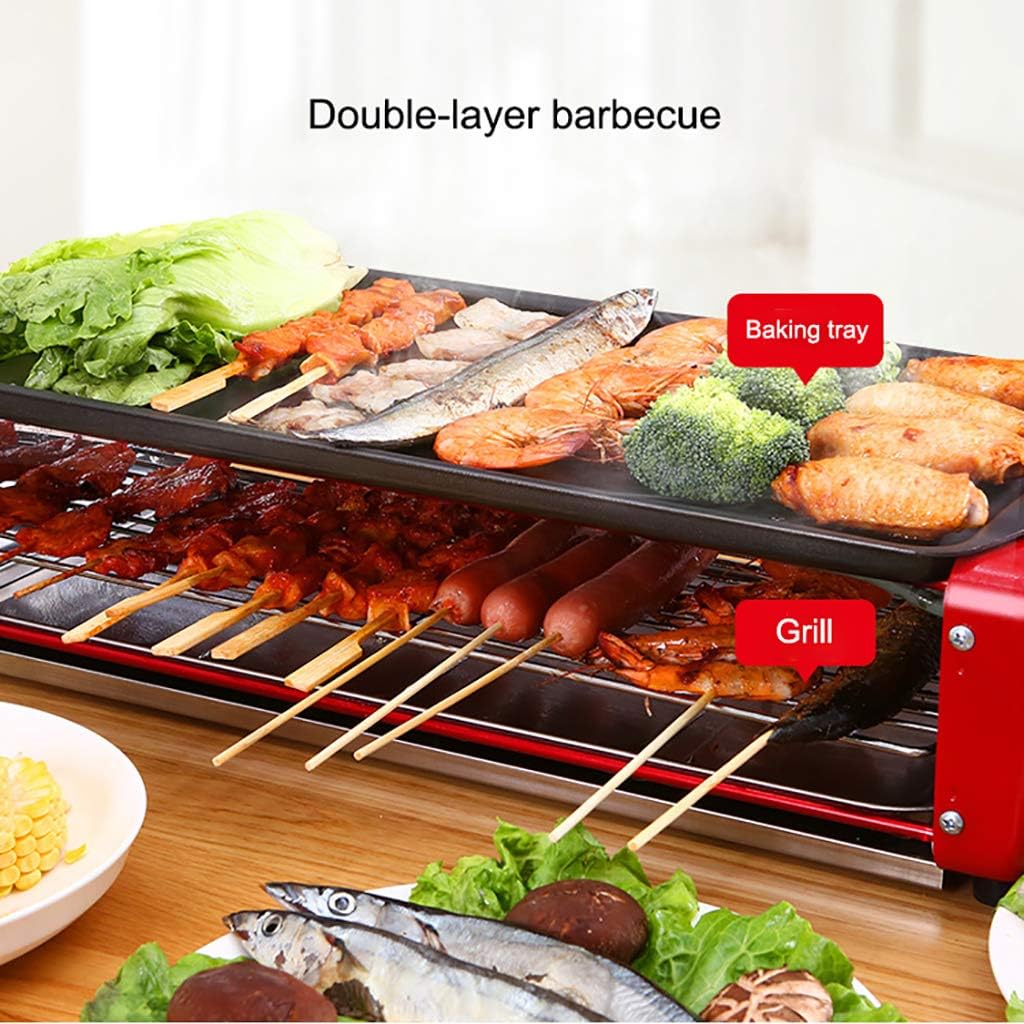 review Smoke-free and Non-stick 2-layer Electric Grill, Temperature Adjustable, Detachable, Easy to Clean