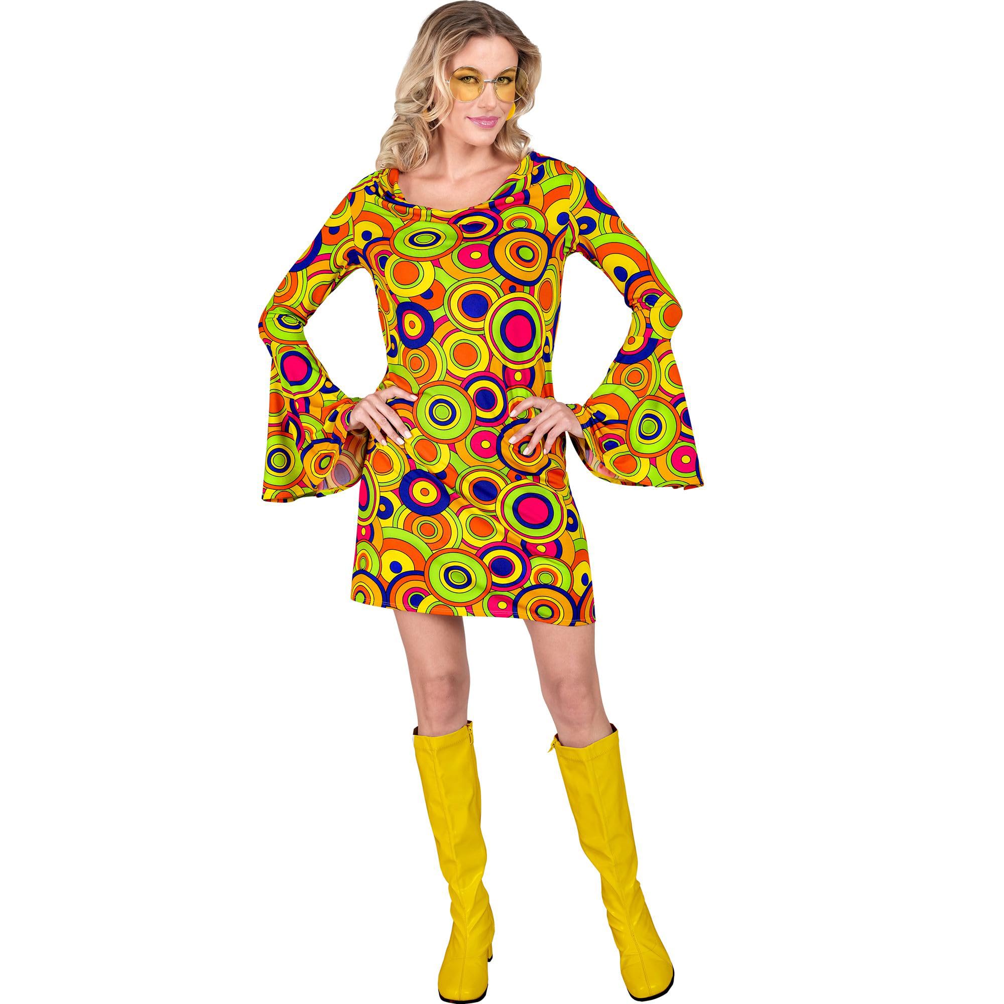 WIDMANN W Milano Party Fashion Costume 70s Dress, Hippie, Reggae, Flower Power, Disco Fever, Fancy Dress Costumes