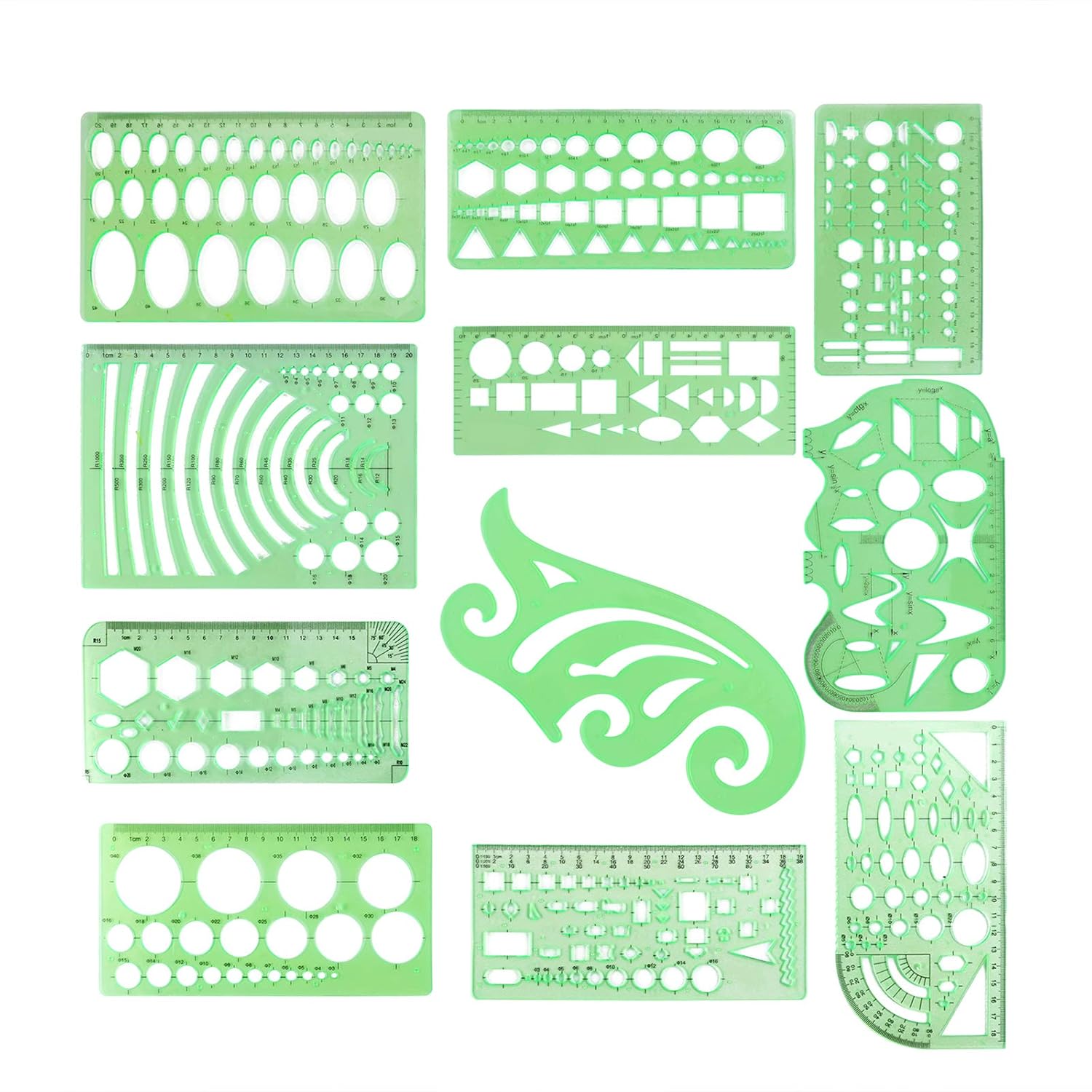 Stencils For Drawing Circle Templates Set With Plastic Ruler Drafting Tools Kit Drawing Shapes Supplies Mathematics Triangle Oval Template For Kids At