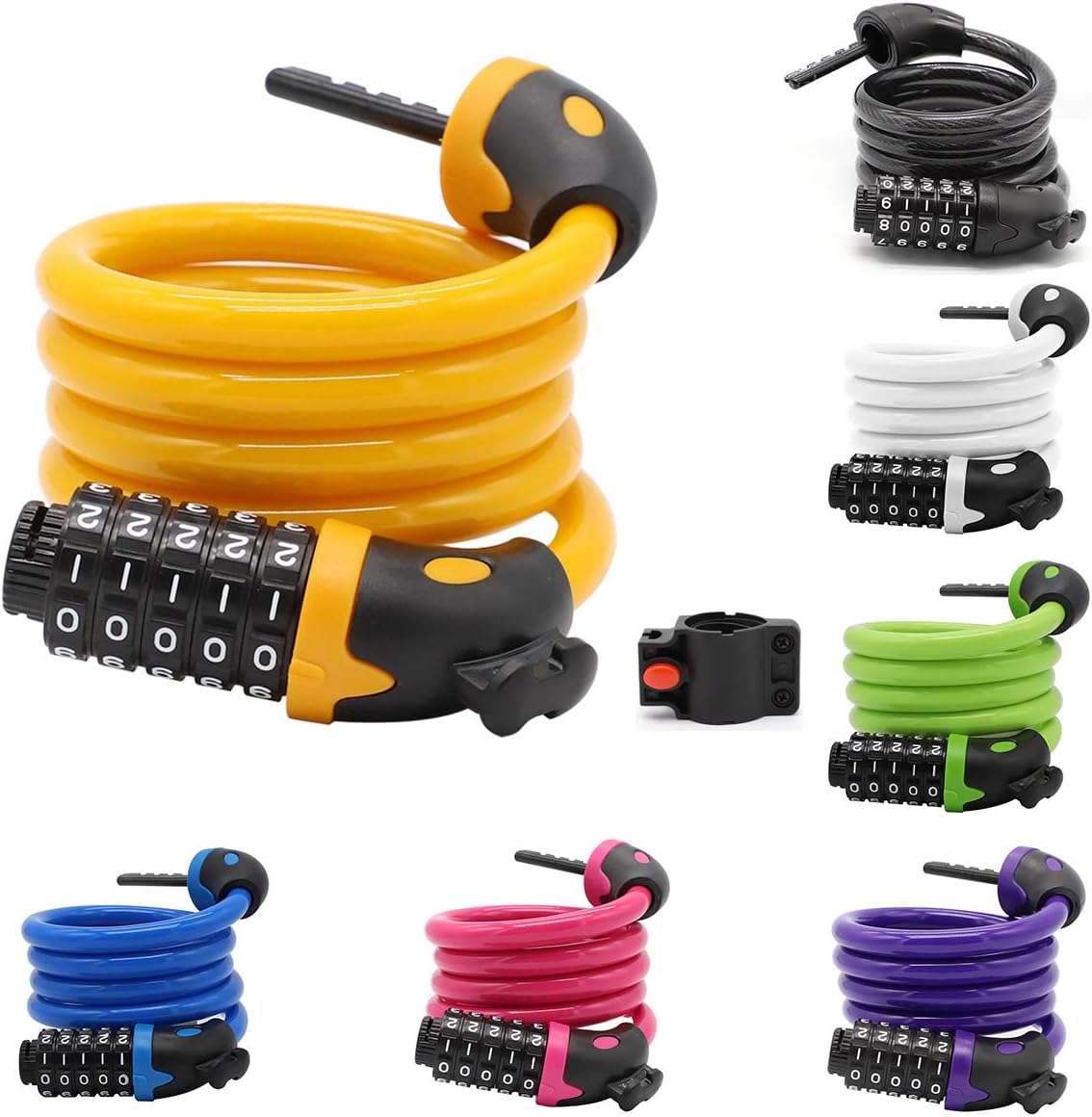 TAKEBEST Bike Lock Cable, 4-Feet High Security 5 Digit Resettable Combination Coiling Cable Lock Best for Bicycle Outdoors,1.2mx12mm