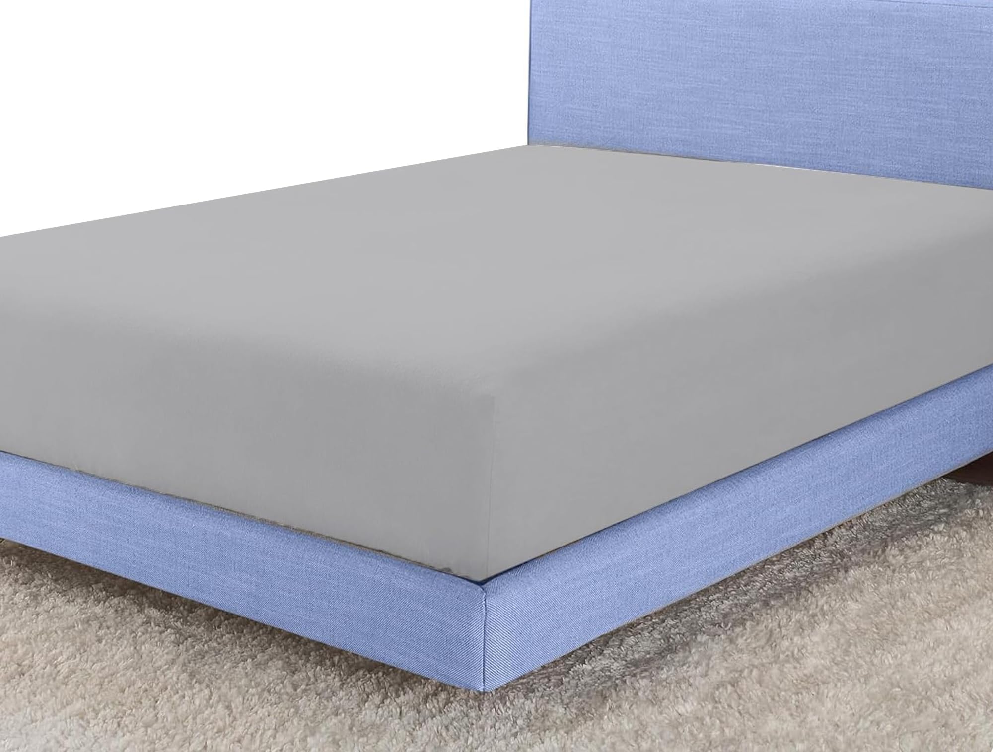Sunshine Comforts Egyptian Cotton Fitted Sheets King Size Breathable, Anti Wrinkle 30cm Deep Pocket 200 Thread Count Bed Sheets Bedding & Linen 150 X 200-CM Grey Bedding King Size Fitted Sheets — image 1