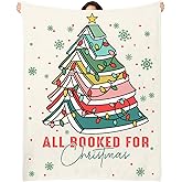 SmoothNovelty Book Blanket Christmas Book Lovers Gifts for Women Reading Blanket Xmas Birthday Gifts for Bookish Bookworms Readers Librarian Teacher Nerd Friends 50 x 60 Inch