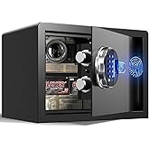 Grimtron Smart Biometric Safe Fingerprint Lock Box with Silent Mode, Backlit Keypad and LED Light, Small Caja Fuerte Valentines Day Gifts for Men Women (9.84"H x 9.84"D x 13.78"W)