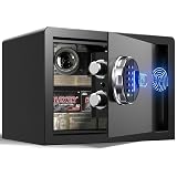 Grimtron Smart Biometric Safe Fingerprint Lock Box with Silent Mode, Backlit Keypad and LED Light, Small Caja Fuerte Valentines Day Gifts for Men Women (9.84"H x 9.84"D x 13.78"W)