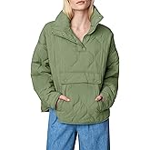 Yousify Womens Puffer Jackets Pullover Quilted Lightweight Jacket Long Sleeve Half Zip Up Coat with Pocket S-2XL