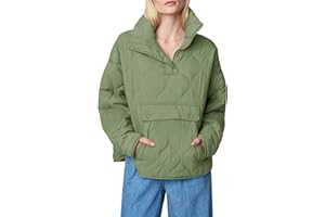 Yousify Womens Puffer Jackets Pullover Quilted Lightweight Jacket Long Sleeve Half Zip Up Coat with Pocket S-2XL