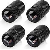 Tire Valve Stem Caps for Corvette C4 C6 C5 C7 C8 Z06 Metal Car Wheel Air caps Auto Valve Stem Caps Accessories 4 Pack Black