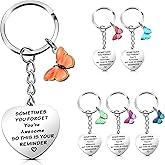 Sureio 6 Pcs Valentine's Day Inspirational Butterfly Gifts for Women Motivational Keychain Encouragement Sometimes You Forget You're Awesome Butterfly Keychain Bulk Accessories New Year Gifts