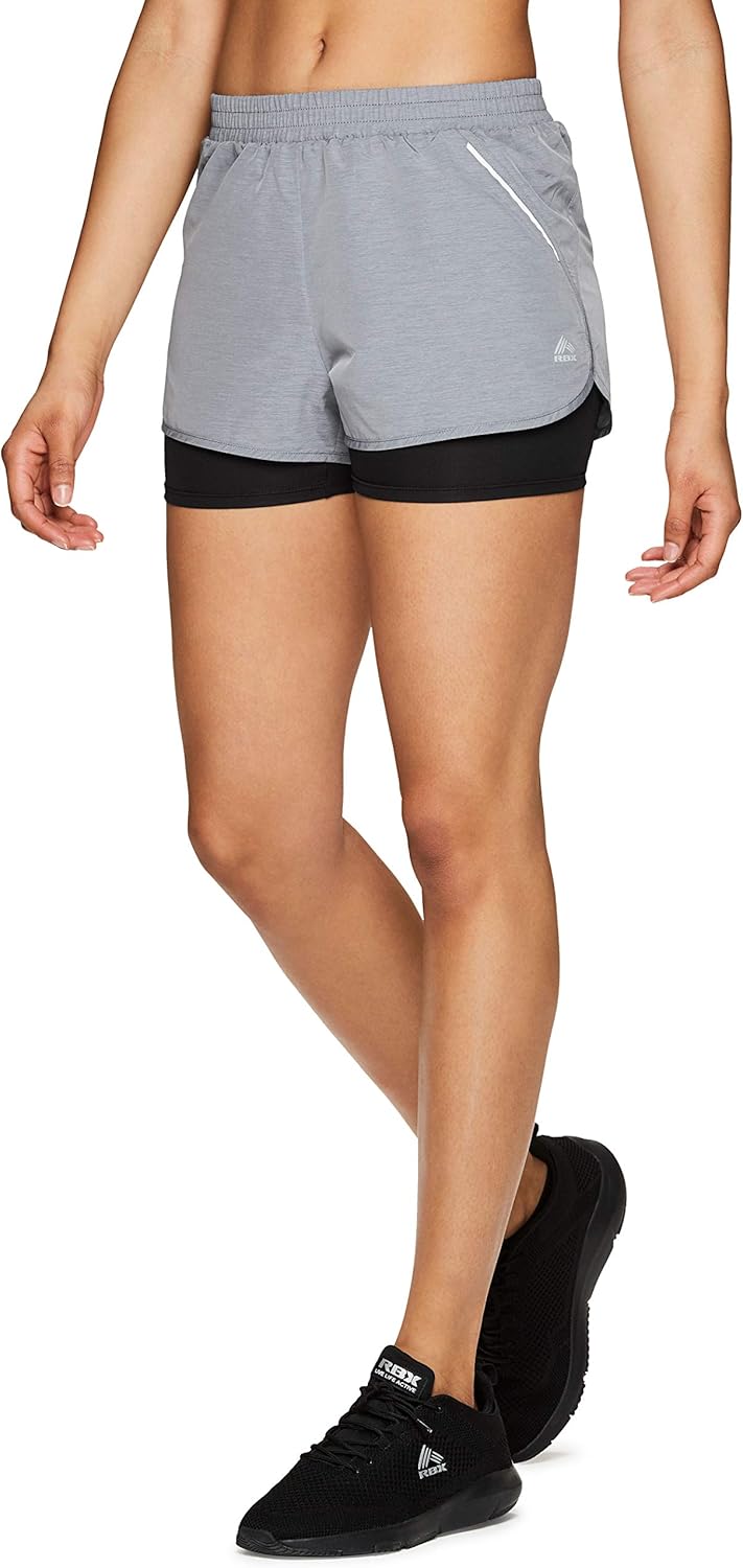 RBX Active Womens Workout Running Shorts with Attached Bike Short