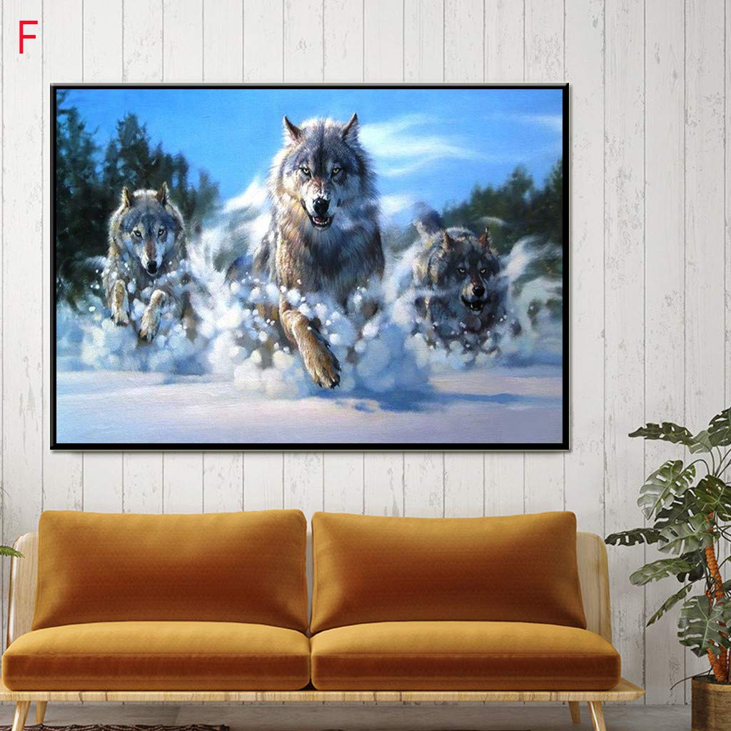 Outique Diamond Painting Kits for Adults Full Drill Round New - Wolf/Tiger Square DIY 5D Rhinestone Embroidery Pasted