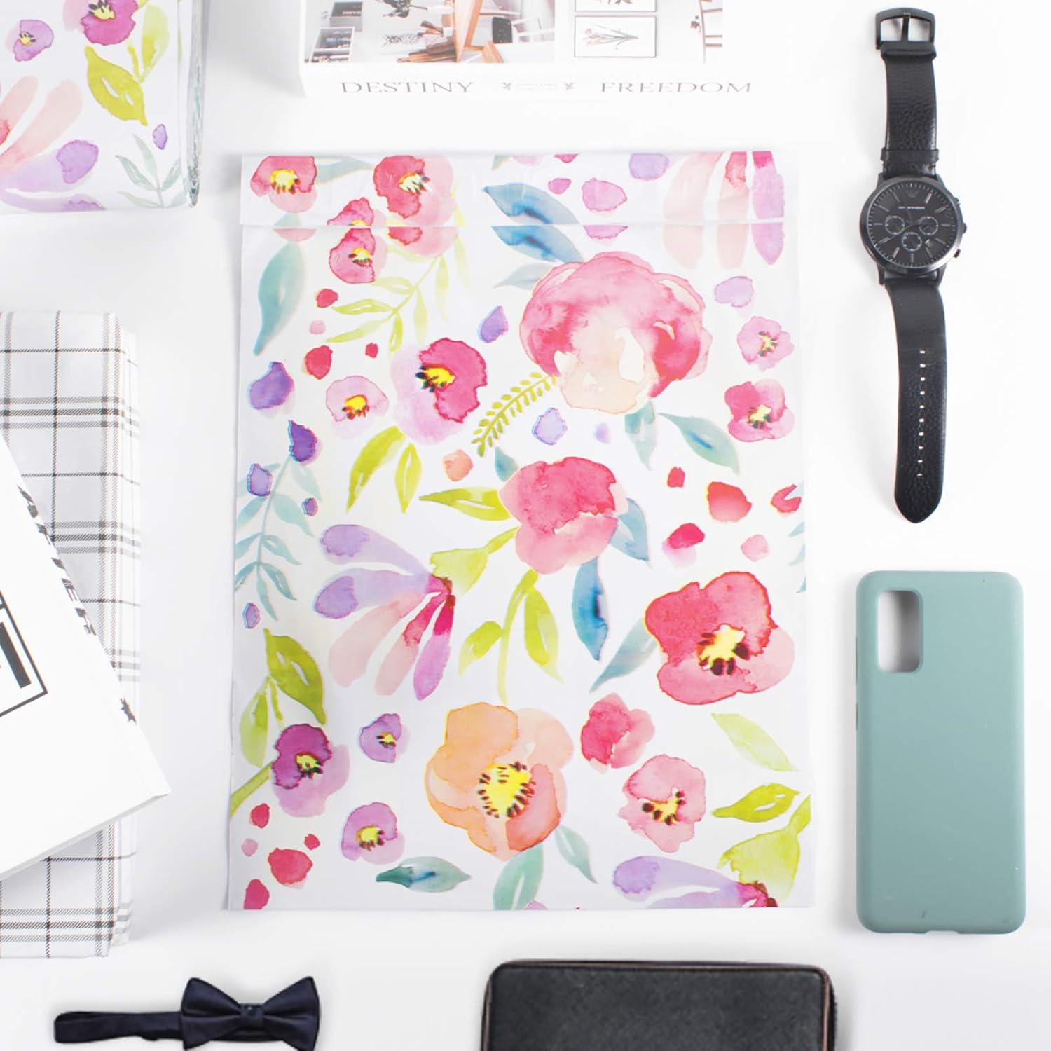 100 Pcs Poly Mailers, 10x13 Package Envelopes, Cute Packaging Bags, Plastic Custom Mailing Shipping Bags with Self Seal Adhesive Strip - Floral Patterns : Office Products