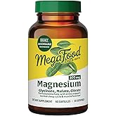 MegaFood Magnesium Glycinate, Citrate, Malate 300mg Supplement - Highly Absorbable Blend to Support Heart, Nerve Health & Relaxation, Triple Magnesium Complex Supplement, 60 Capsules (30 Servings)