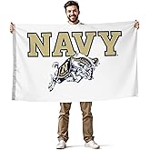 Navy Midshipmen College Sports Printed Flag - NCAA Licensed - Nylon - School Banner (White, Gold, Navy Blue) (2' x 3')