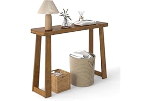 Giantex Narrow Long Console Table, 43" Modern Entryway Table Behind The Couch, Rubberwood Accent Sofa Tables for Living Room,