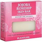 Plantlife Jojoba Rosehip Natural Bar Soap, Handcrafted, Vegan, 4.5 oz | Cold-processed, Castile, moisturizing, natural glycerin, no synthetic fragrance, no dyes, organic botanicals, sensitive skin