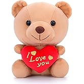 Gloveleya Teddy Bear Plush with “I Love You” Heart – Cute 6-Inch Stuffed Animal Gift for Mom, Girlfriend, Wife, Valentine’s Day, Birthday & Anniversary