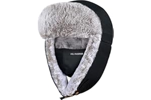 POL PARKMAN Winter Trapper Hat for Men Women, Russian Ushanka Aviator Warm Cold Trooper Hat for Skiing Hunting Black