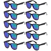 Fsmiling Black Sunglasses Bulk Adult Party Sunglasses 80s Shades Pack for Men Women UV400 Protection -10Pack
