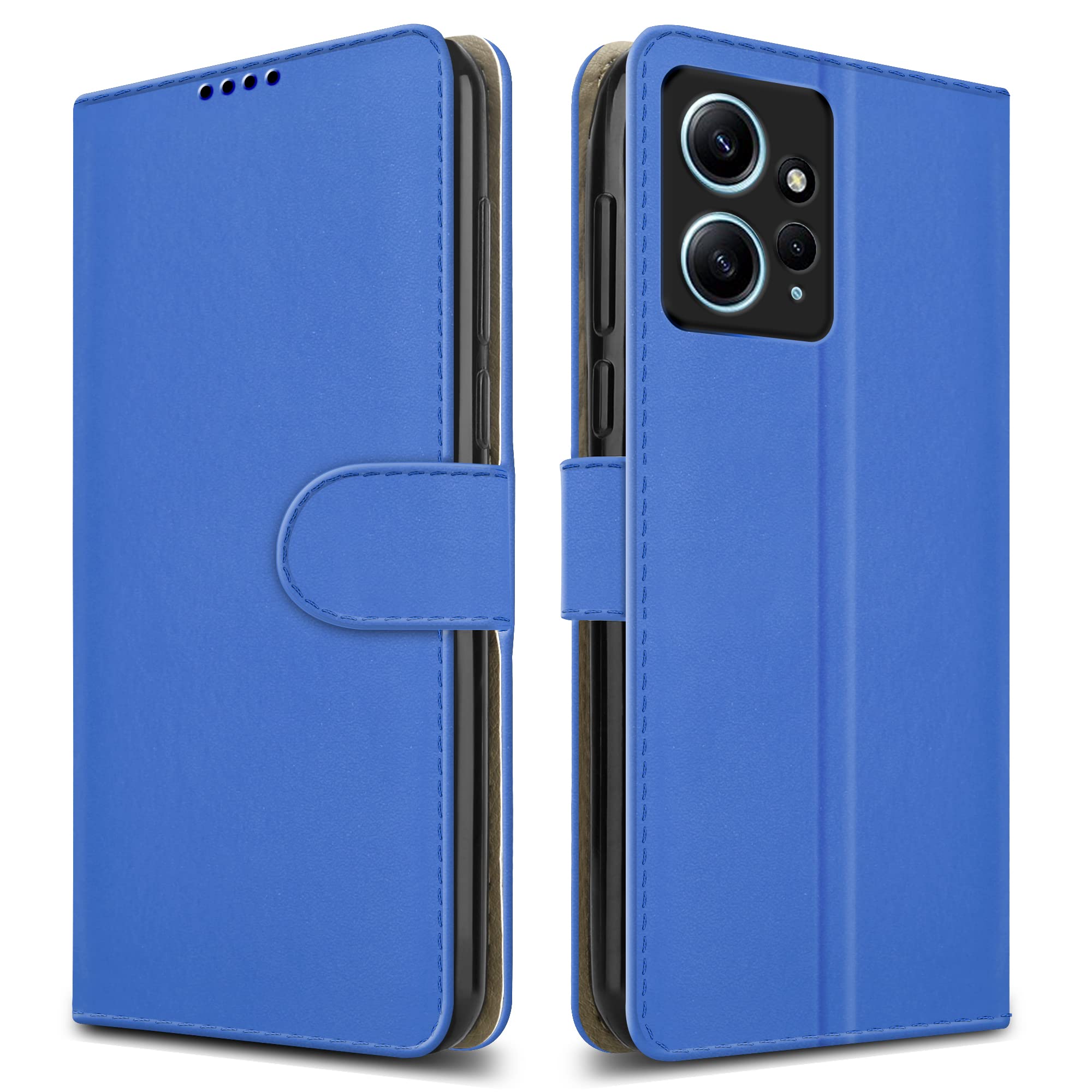 PIXFAB For Xiaomi Redmi Note 12 (4G) Leather Phone Case, Magnetic Closure Full Protection Book Folio Design, Wallet Case Cover [Card Slots] and [Kickstand] For Redmi Note 12 (4G) - Blue